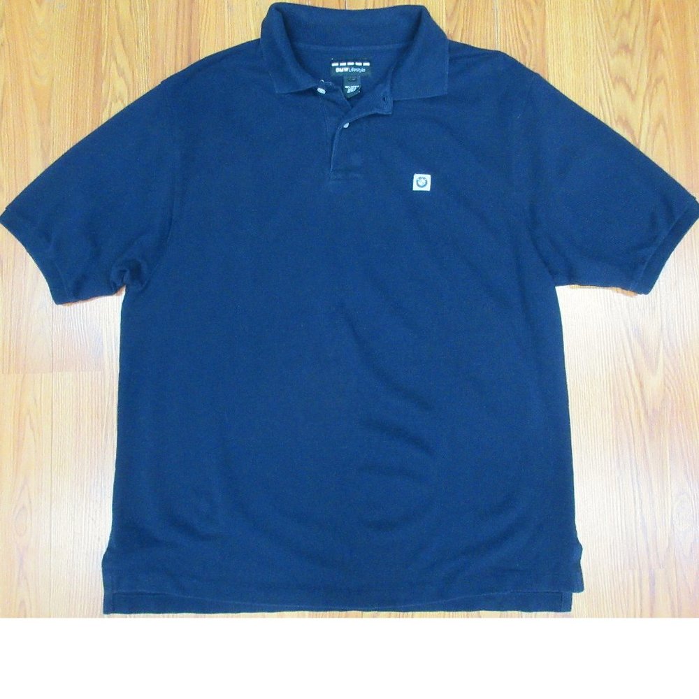 BMW LIFESTYLE REGULAR FIT SHIRT PIQUE KNIT 100% COTTON NAVY BLUE Sz X-LARGE, XL